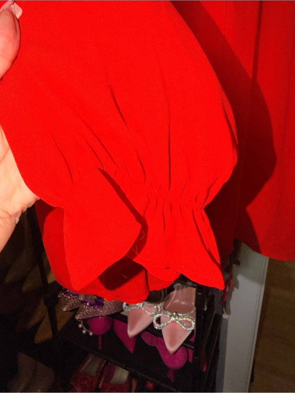 Torrid Red Polyester Ruffle Cuff Blouse Size 3 - Picture 3 of 4